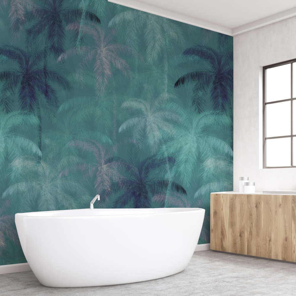 טפט Dreaming Palm Trees - Blue