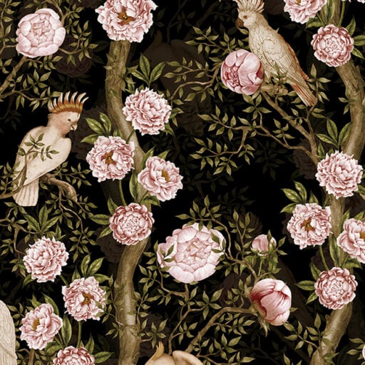 Cockatoos in Chinoserie Garden Night