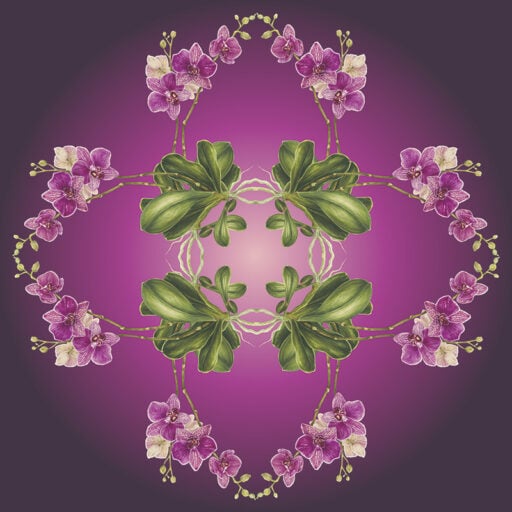 Exotic Orchid Botanical Mural Aubergine