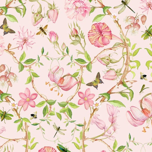 Pastel Antique Chinoiserie Garden Pink