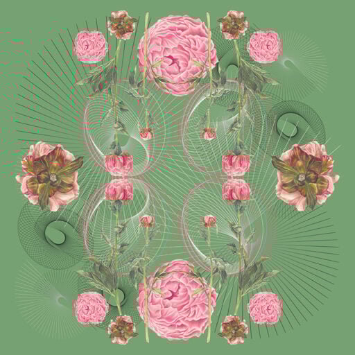 Peony Wall Botanical Mural Jade Green