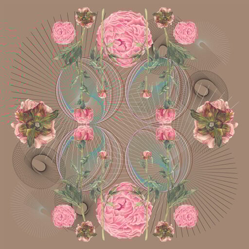 Peony Wall Botanical Mural Taupe