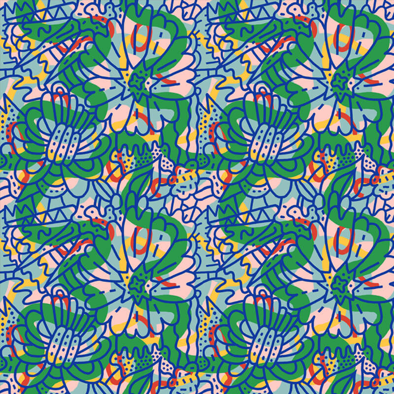 Sunset Nude with Wild Flower Bouquet – Cosmic Cobalt