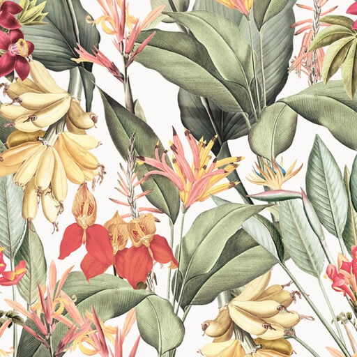 Vintage Sepia Exotic Banana Jungle White