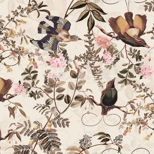 Vintage Tropical Birds Jungle Sepia