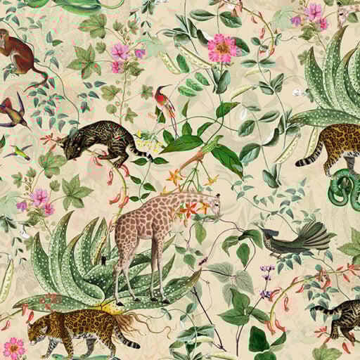 Vintage Wild Animals Jungle Cream