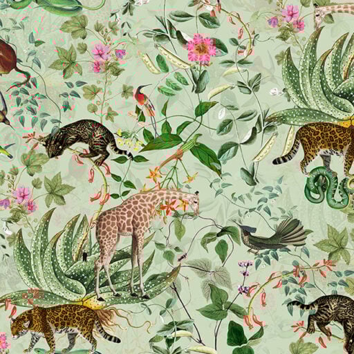 Vintage Wild Animals Jungle Mint