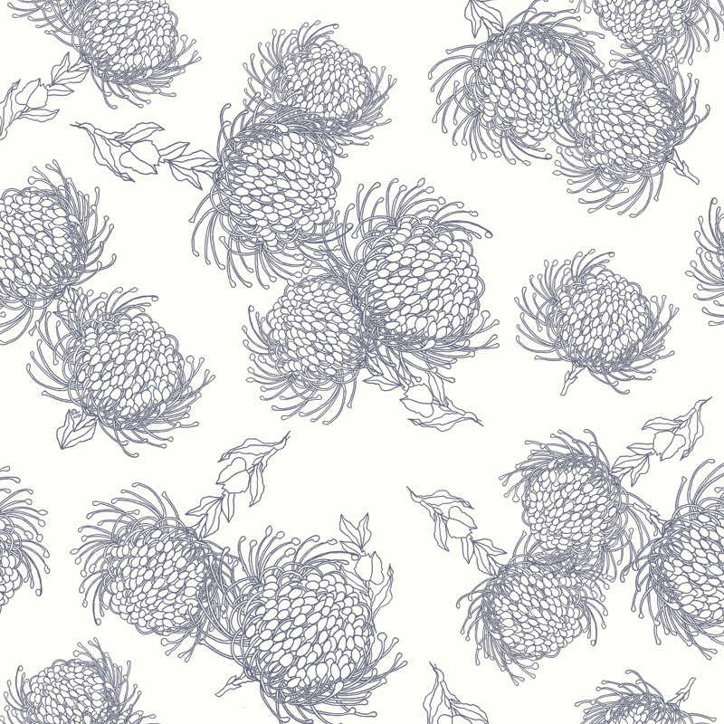 Garden Bloom Indigo Parchment